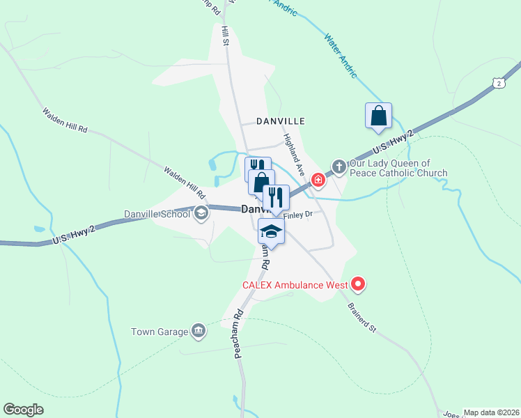 map of restaurants, bars, coffee shops, grocery stores, and more near in Danville