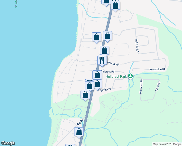 map of restaurants, bars, coffee shops, grocery stores, and more near 91 Lakeview Drive in Shelburne