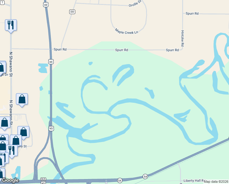 map of restaurants, bars, coffee shops, grocery stores, and more near in New London