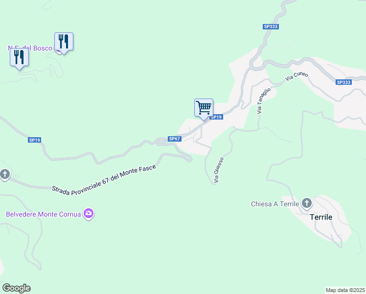 map of restaurants, bars, coffee shops, grocery stores, and more near 31 Via Chiesa Calcinara in Uscio