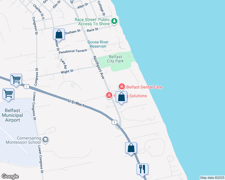 map of restaurants, bars, coffee shops, grocery stores, and more near 8 Fahy Street in Belfast