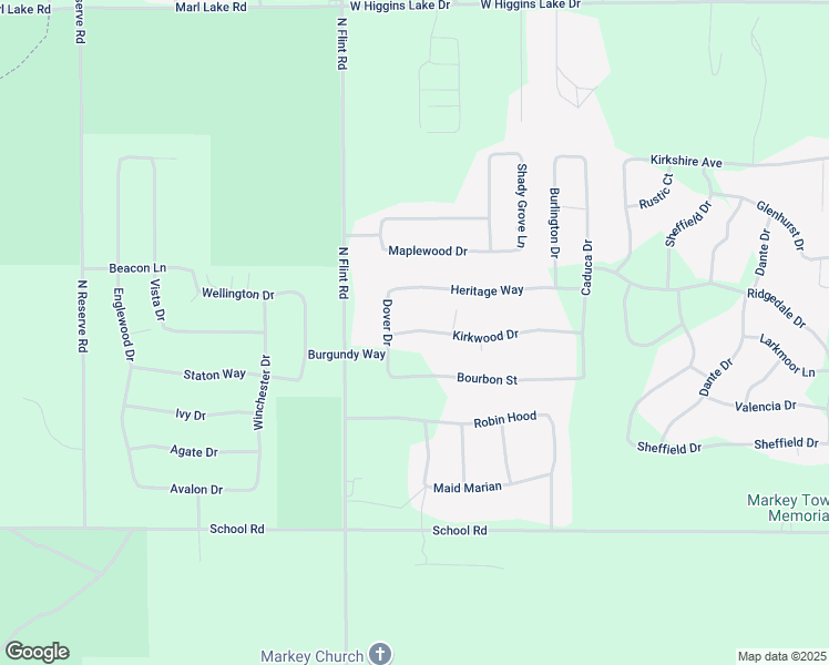 map of restaurants, bars, coffee shops, grocery stores, and more near 198 Kirkwood Drive in Roscommon