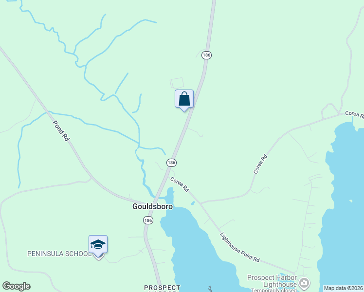 map of restaurants, bars, coffee shops, grocery stores, and more near 31 West Bay Road in Gouldsboro