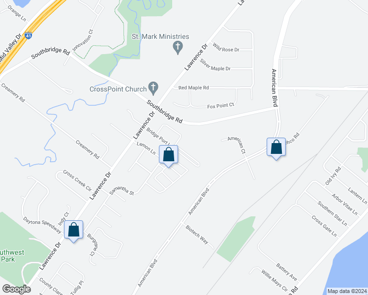 map of restaurants, bars, coffee shops, grocery stores, and more near 2067 Bridge Port Court in De Pere