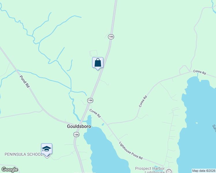 map of restaurants, bars, coffee shops, grocery stores, and more near 51 West Bay Road in Gouldsboro