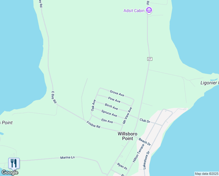 map of restaurants, bars, coffee shops, grocery stores, and more near 10 Grove Avenue in Willsboro