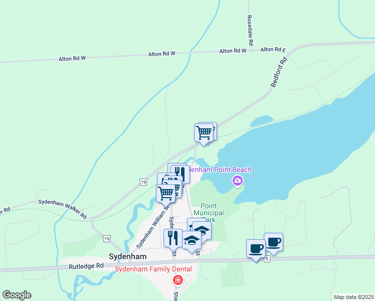 map of restaurants, bars, coffee shops, grocery stores, and more near 4558 Portland Avenue in Sydenham