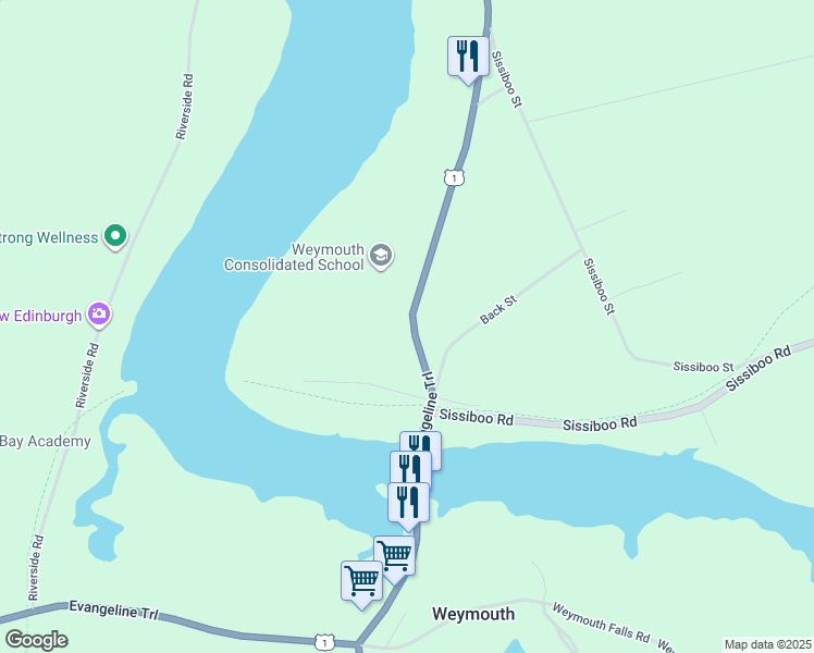 map of restaurants, bars, coffee shops, grocery stores, and more near Highway 1 in Weymouth
