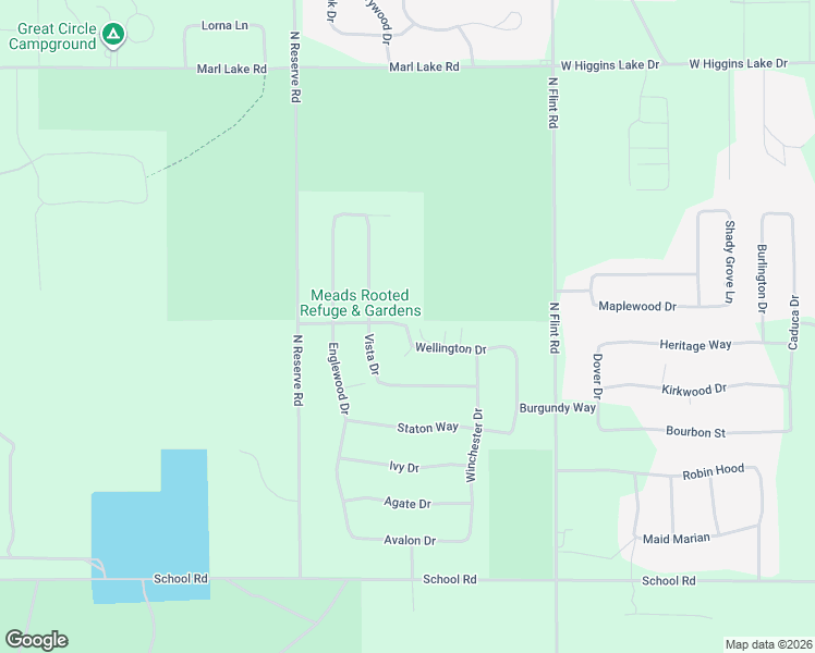 map of restaurants, bars, coffee shops, grocery stores, and more near 398 Wellington Drive in Roscommon