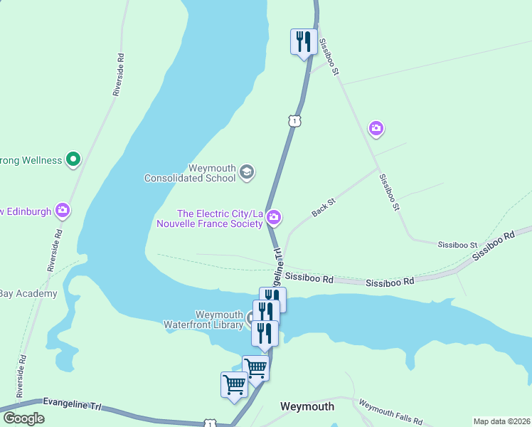 map of restaurants, bars, coffee shops, grocery stores, and more near in Weymouth