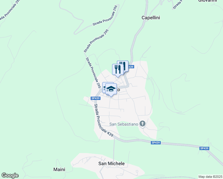 map of restaurants, bars, coffee shops, grocery stores, and more near in Saliceto