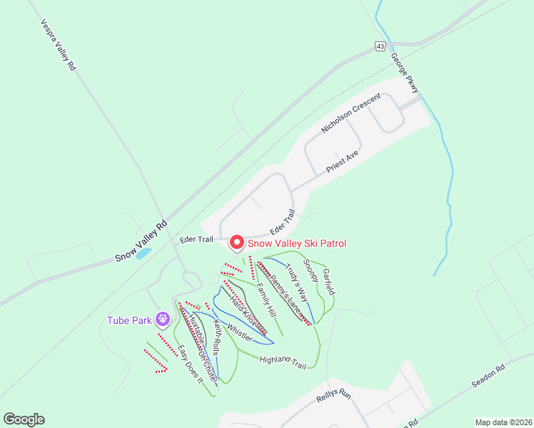 map of restaurants, bars, coffee shops, grocery stores, and more near 5 Winter Court in Minesing