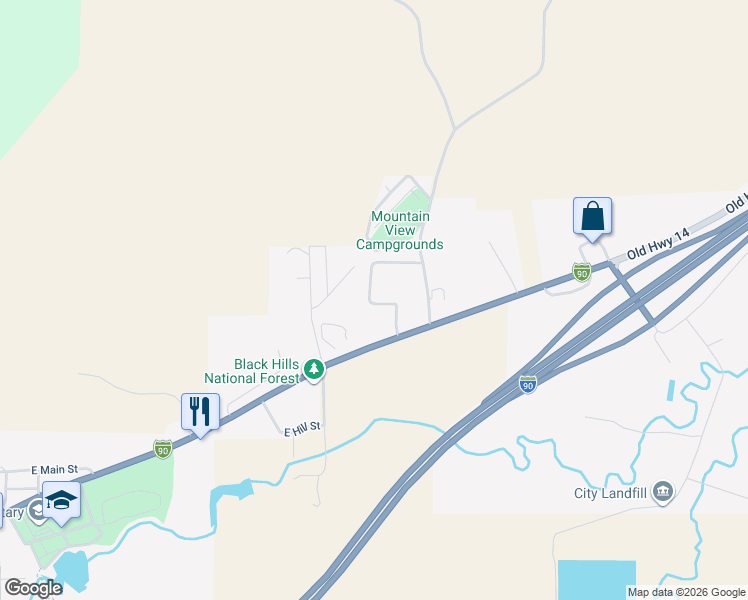 map of restaurants, bars, coffee shops, grocery stores, and more near 37 Himile Road in Sundance