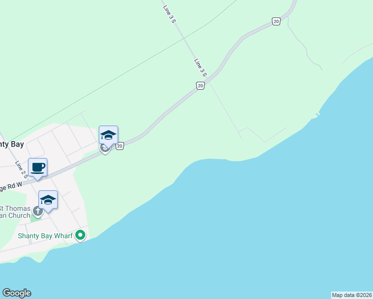 map of restaurants, bars, coffee shops, grocery stores, and more near 1753 Ridge Road West in Shanty Bay