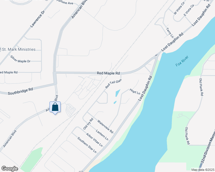 map of restaurants, bars, coffee shops, grocery stores, and more near 2238 Red Tail Glen in De Pere