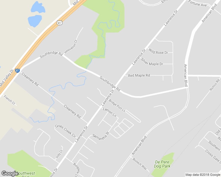 map of restaurants, bars, coffee shops, grocery stores, and more near 2156 Lawrence Drive in De Pere