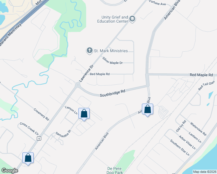 map of restaurants, bars, coffee shops, grocery stores, and more near 1547 Red Maple Road in De Pere