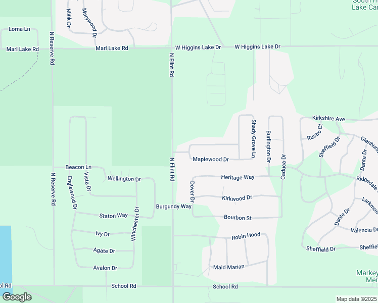 map of restaurants, bars, coffee shops, grocery stores, and more near 266 Maplewood Drive in Roscommon