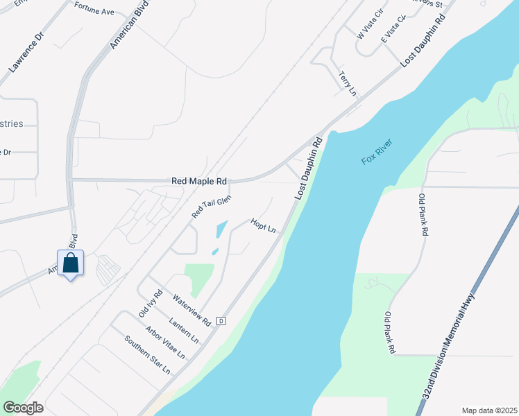 map of restaurants, bars, coffee shops, grocery stores, and more near 2204 River Trail Court in De Pere