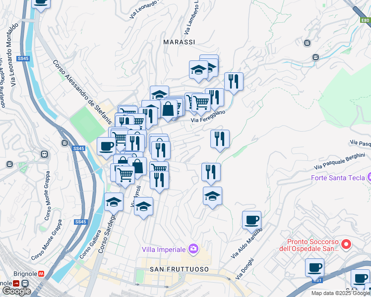 map of restaurants, bars, coffee shops, grocery stores, and more near 2 Via Silvio Bellotti in Genova
