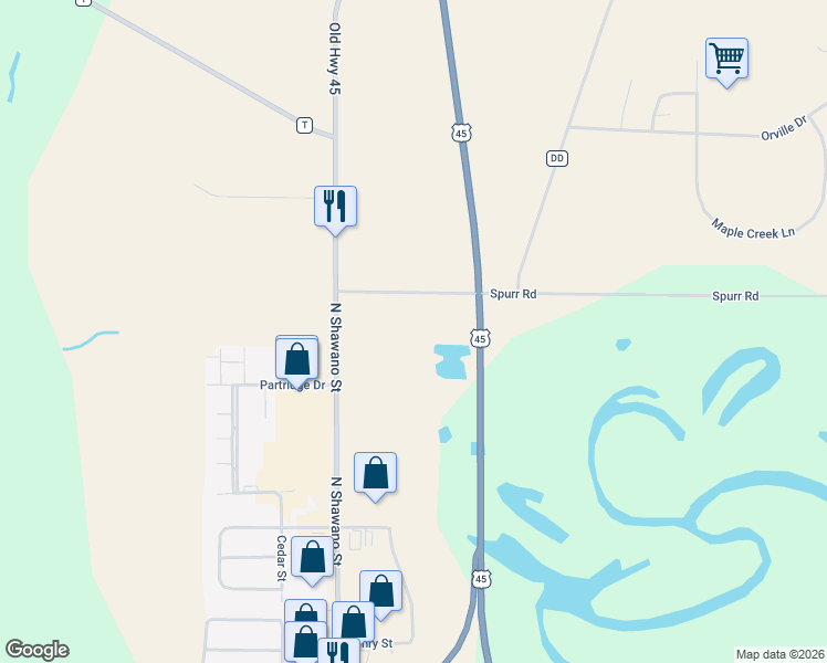 map of restaurants, bars, coffee shops, grocery stores, and more near 220 Spurr Road in New London