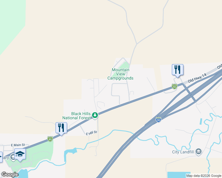 map of restaurants, bars, coffee shops, grocery stores, and more near 37 Himile Road in Sundance