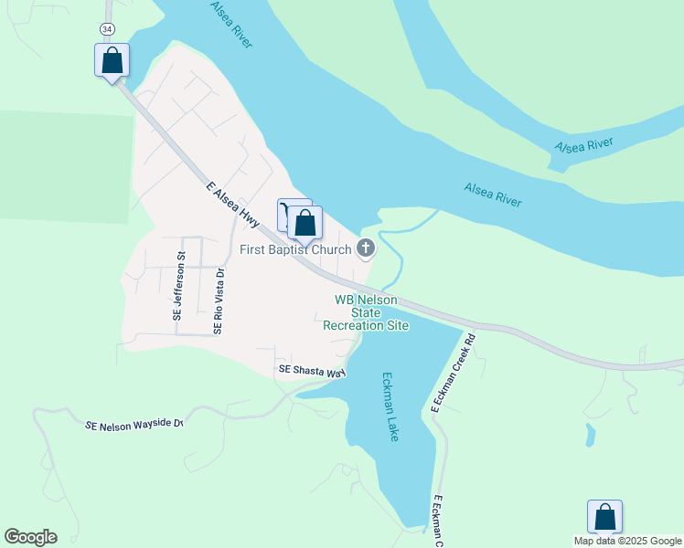 map of restaurants, bars, coffee shops, grocery stores, and more near 101-1399 SE Eagle View Ln in Waldport