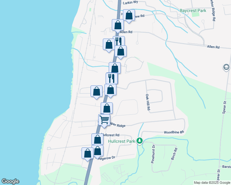 map of restaurants, bars, coffee shops, grocery stores, and more near 2659 Shelburne Road in Shelburne