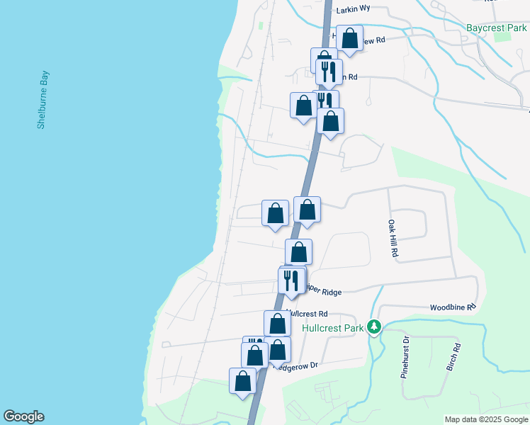 map of restaurants, bars, coffee shops, grocery stores, and more near 371 Penny Lane in Shelburne