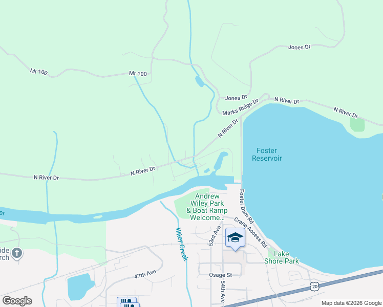 map of restaurants, bars, coffee shops, grocery stores, and more near 43227 North River Drive in Sweet Home