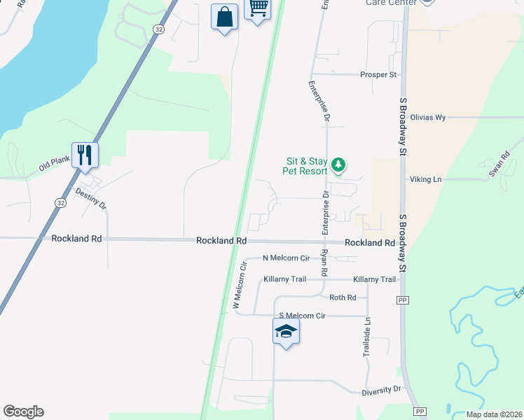 map of restaurants, bars, coffee shops, grocery stores, and more near 701 Millennium Court in De Pere