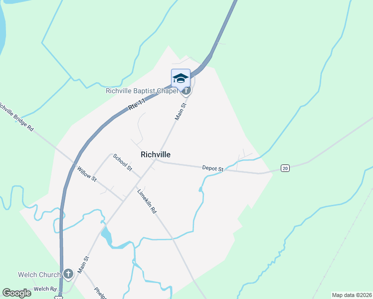 map of restaurants, bars, coffee shops, grocery stores, and more near 27 Depot Street in Richville