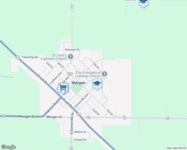 map of restaurants, bars, coffee shops, grocery stores, and more near 409 Gallager Street in Morgan