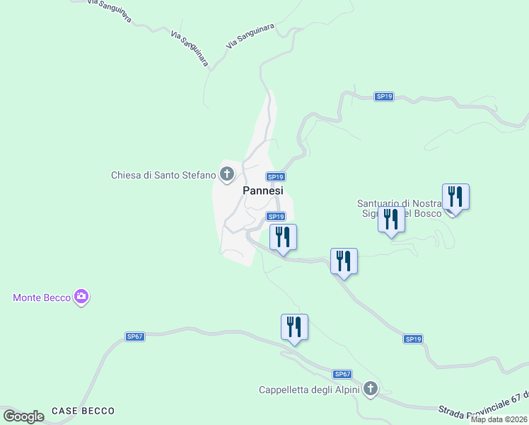 map of restaurants, bars, coffee shops, grocery stores, and more near 103 Frazione Pannesi in Pannesi