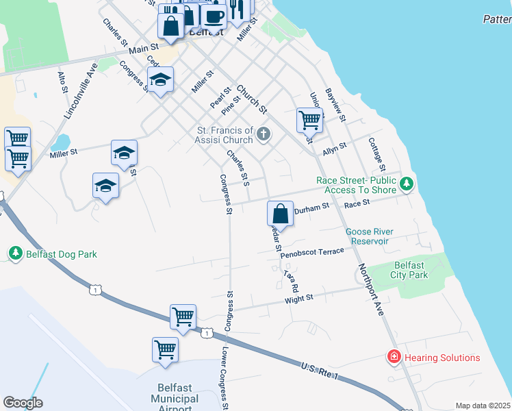 map of restaurants, bars, coffee shops, grocery stores, and more near 50 Salmond Street in Belfast
