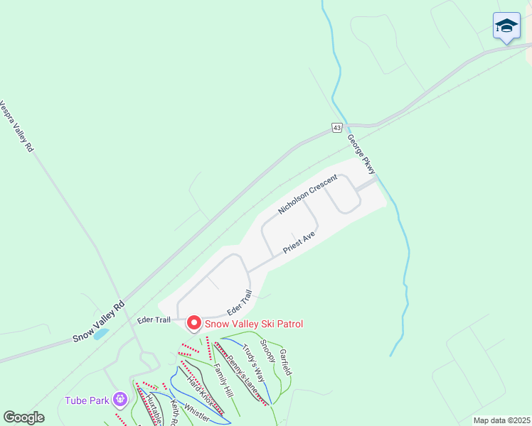 map of restaurants, bars, coffee shops, grocery stores, and more near 17 Nicholson Crescent in Minesing