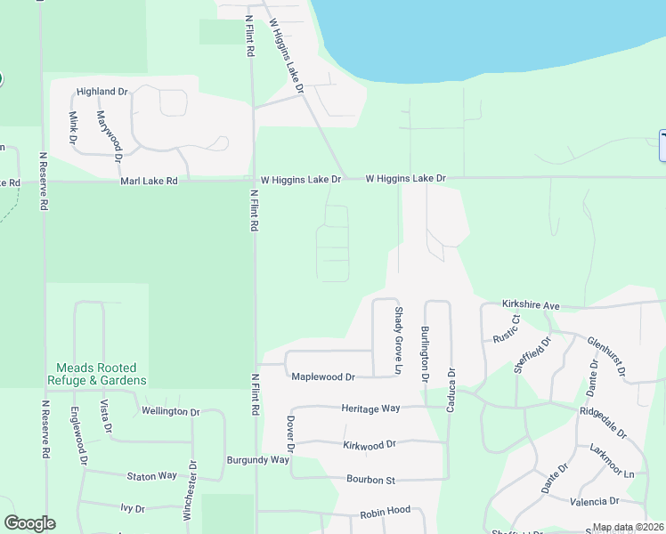 map of restaurants, bars, coffee shops, grocery stores, and more near 5700 North Flint Road in Roscommon