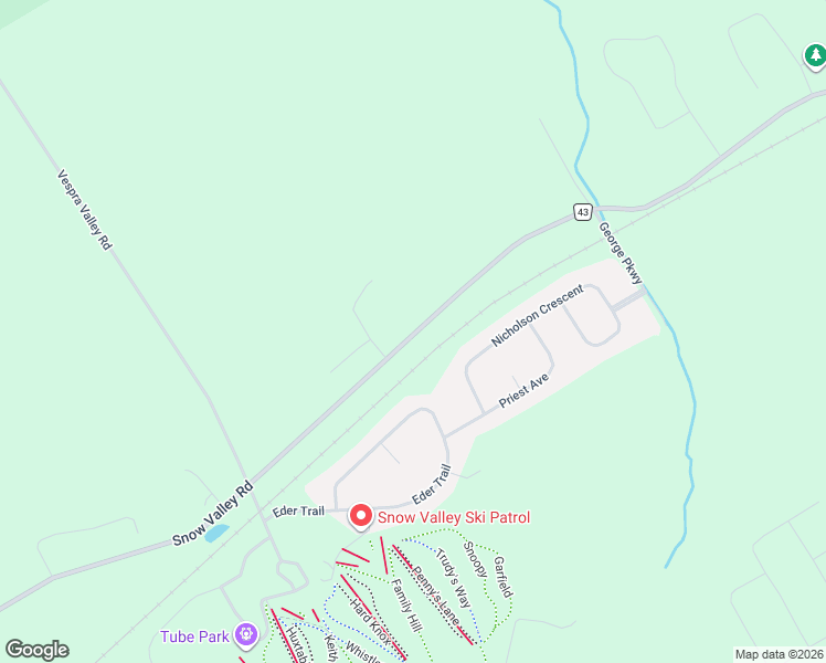 map of restaurants, bars, coffee shops, grocery stores, and more near 2038 Regional Road 43 in Minesing