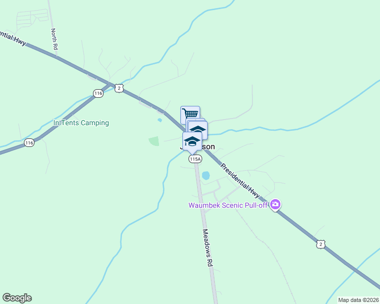 map of restaurants, bars, coffee shops, grocery stores, and more near 28 Meadows Road in Jefferson