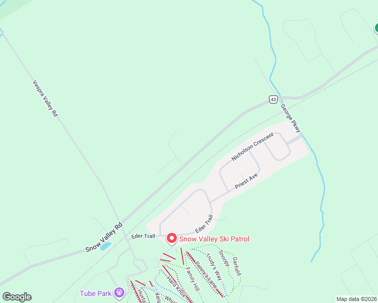 map of restaurants, bars, coffee shops, grocery stores, and more near 2038 Regional Road 43 in Minesing