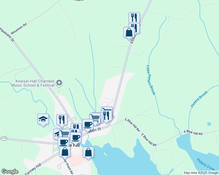 map of restaurants, bars, coffee shops, grocery stores, and more near 70 Ellsworth Road in Blue Hill