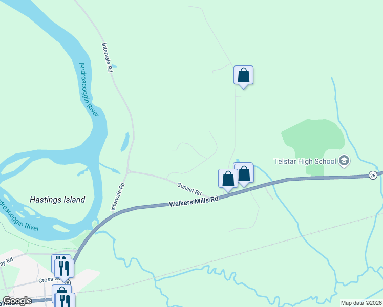 map of restaurants, bars, coffee shops, grocery stores, and more near Merriman Drive in Bethel