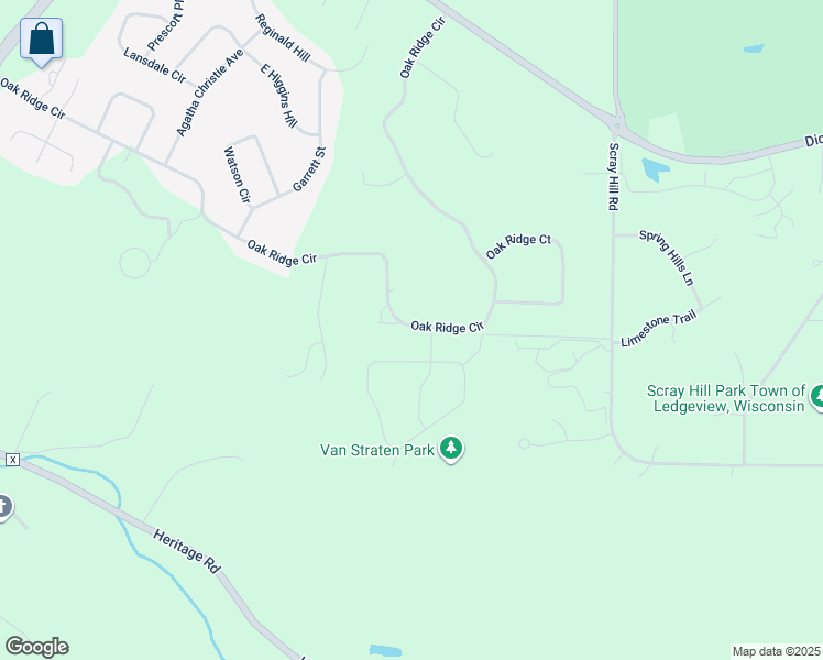 map of restaurants, bars, coffee shops, grocery stores, and more near 4500 Oak Ridge Circle in De Pere