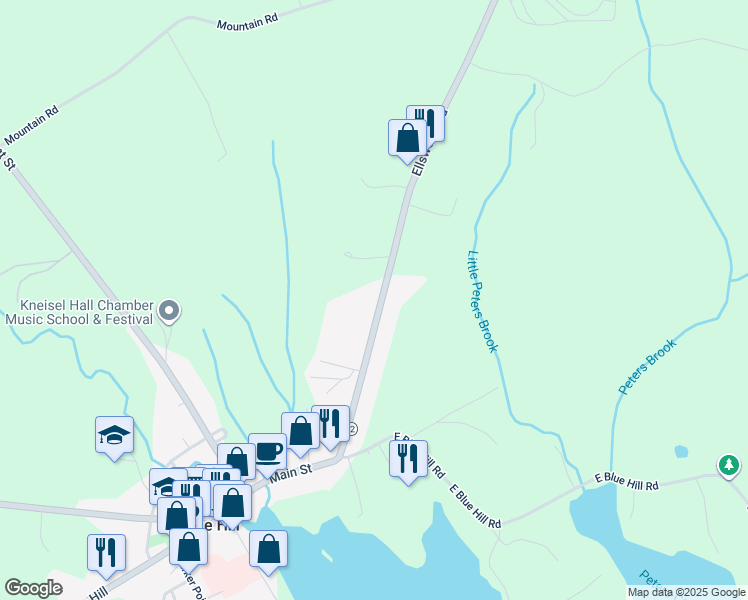 map of restaurants, bars, coffee shops, grocery stores, and more near 70 Ellsworth Road in Blue Hill