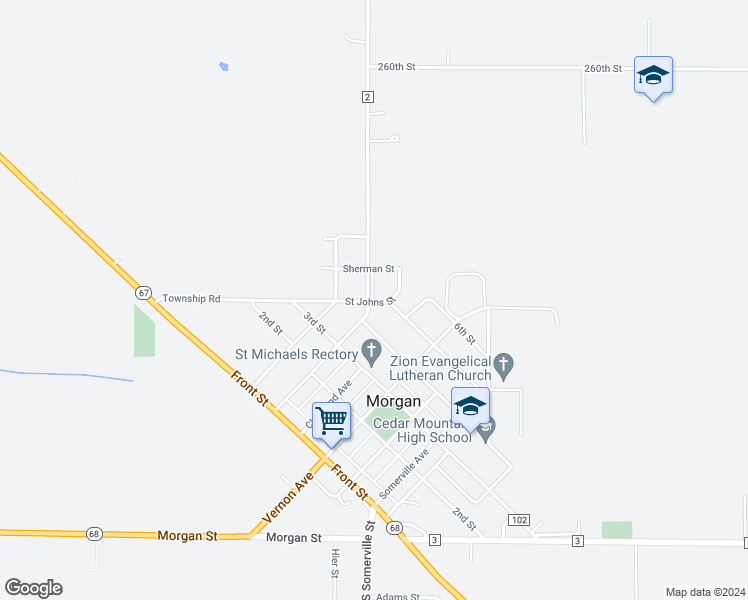 map of restaurants, bars, coffee shops, grocery stores, and more near 520 Saint Johns Street in Morgan