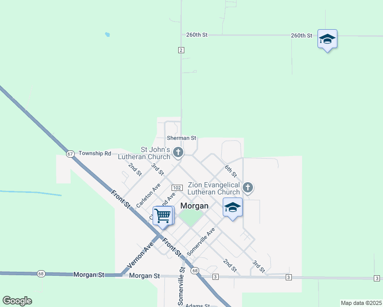 map of restaurants, bars, coffee shops, grocery stores, and more near 520 Saint Johns Street in Morgan