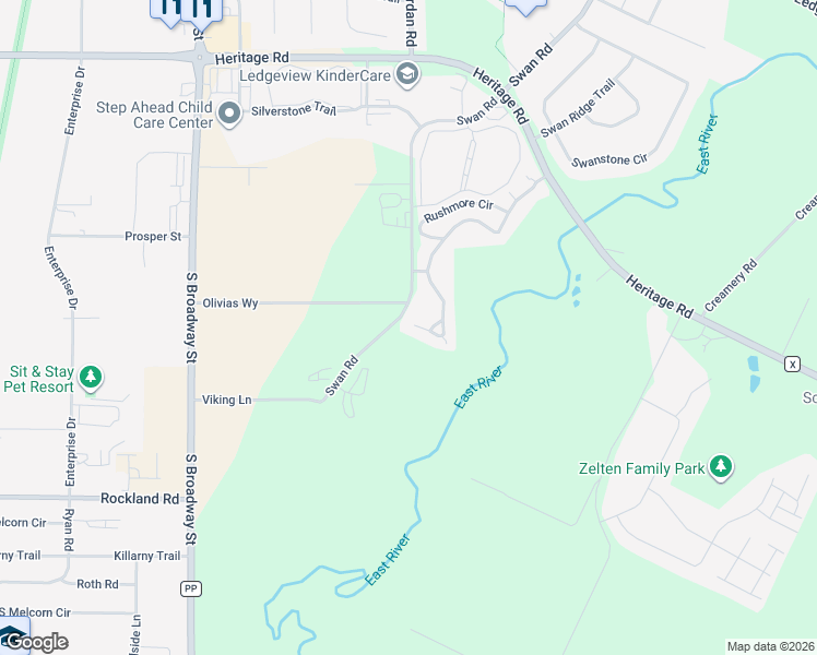 map of restaurants, bars, coffee shops, grocery stores, and more near 1853 Swan Road in De Pere