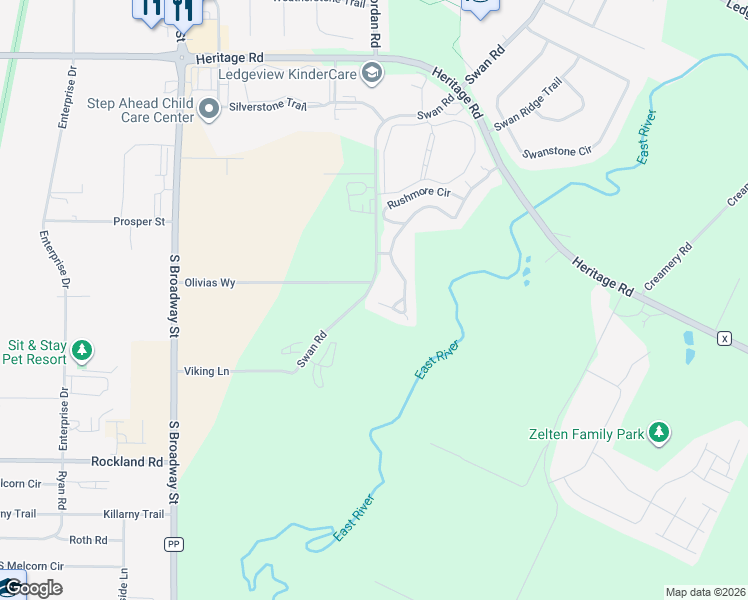 map of restaurants, bars, coffee shops, grocery stores, and more near 1853 Swan Road in De Pere