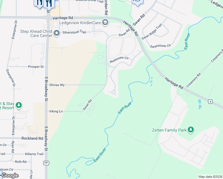 map of restaurants, bars, coffee shops, grocery stores, and more near 1719 Remington Ridge Way in De Pere