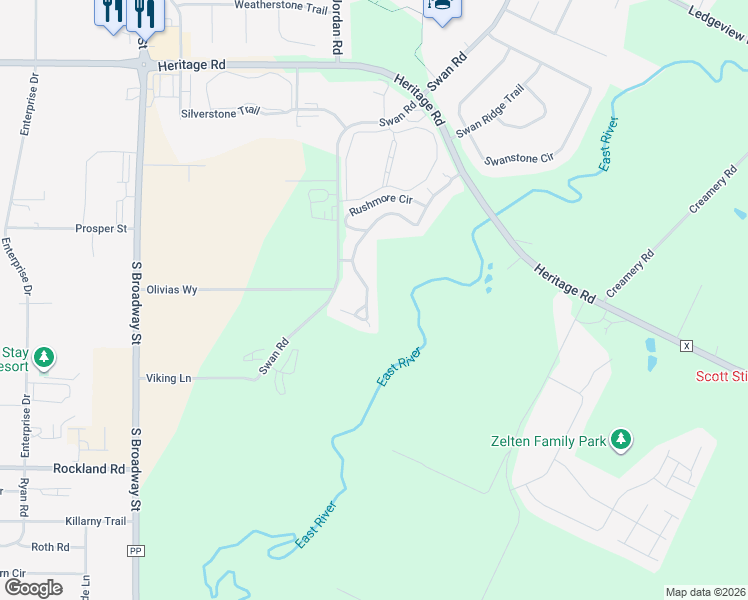 map of restaurants, bars, coffee shops, grocery stores, and more near 1719 Remington Ridge Way in De Pere